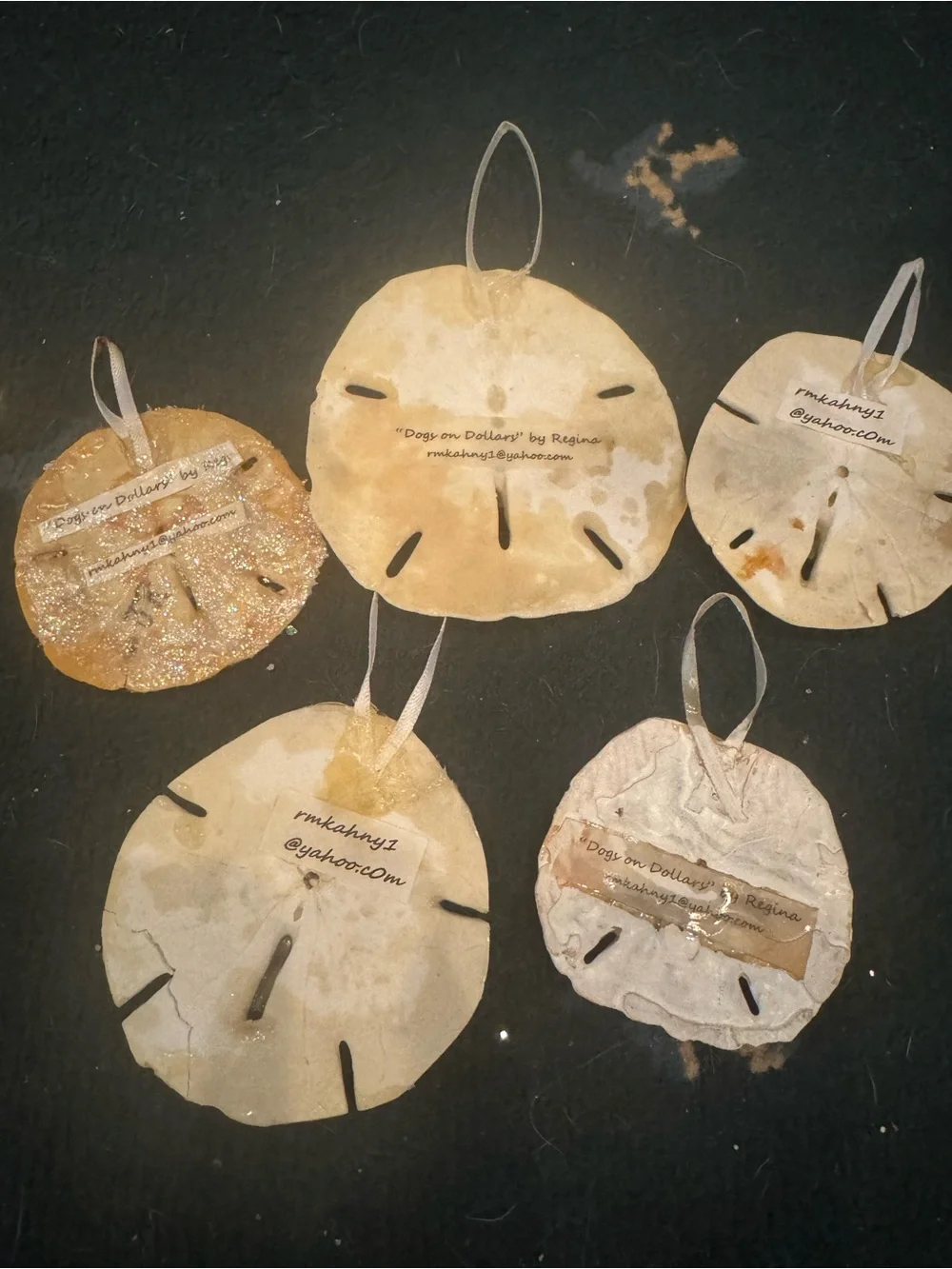 Custom Pet Photo real Sand Dollar Ornaments - Personalized Dog Photo (Beige)